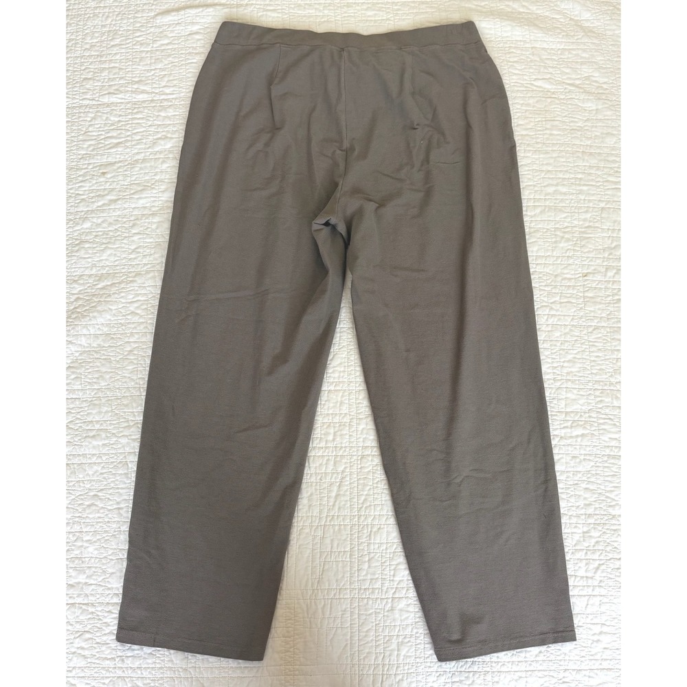 Eileen Fisher Washable Stretch Crepe Ankle Pants Bark Brown Large L Slim Tapered - Picture 6 of 7